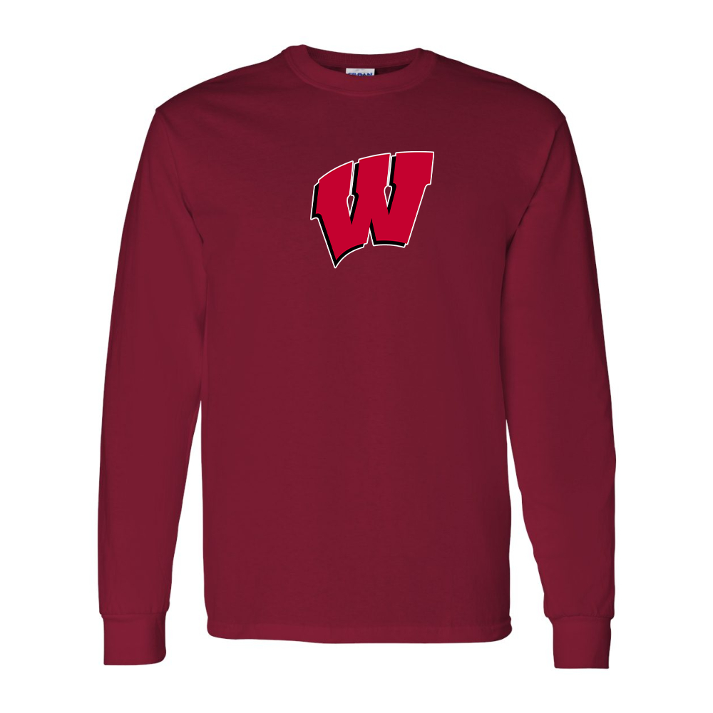 Men's Wisconsin Badgers Gildan Heavy Cotton Long Sleeve T-Shirt